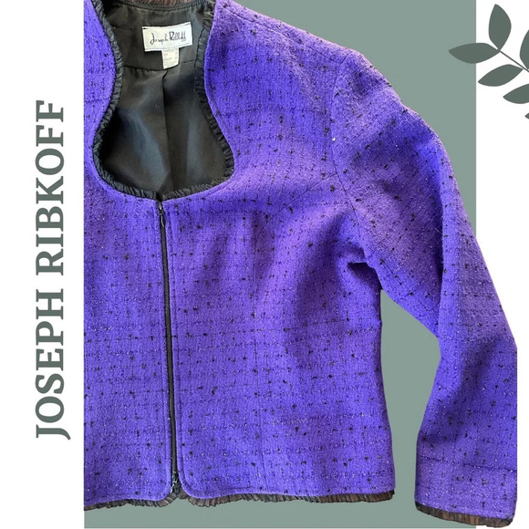 Joseph Ribkoff Evening Jacket  Zipper Front Ribbon Trim Queen Anne Neck
Size 18 - Picture 5 of 6